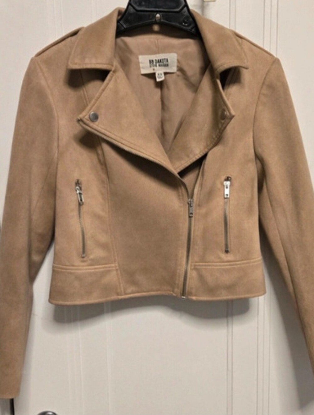 BB Dakota Cropped Tan Suede Moto Jacket